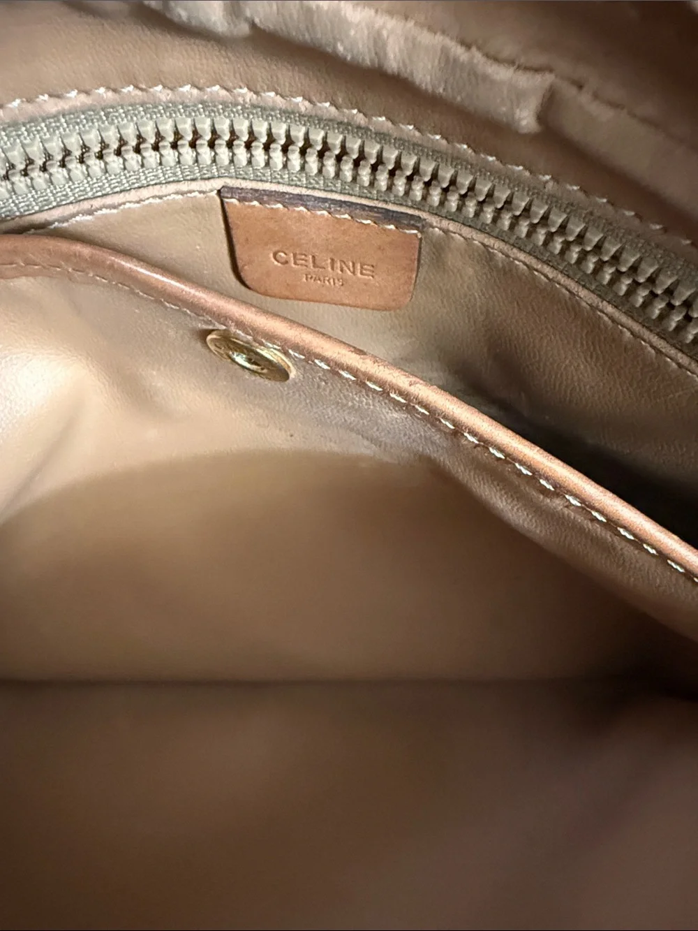 Celine Beige & Brown Monogram Toiletry Wristlet